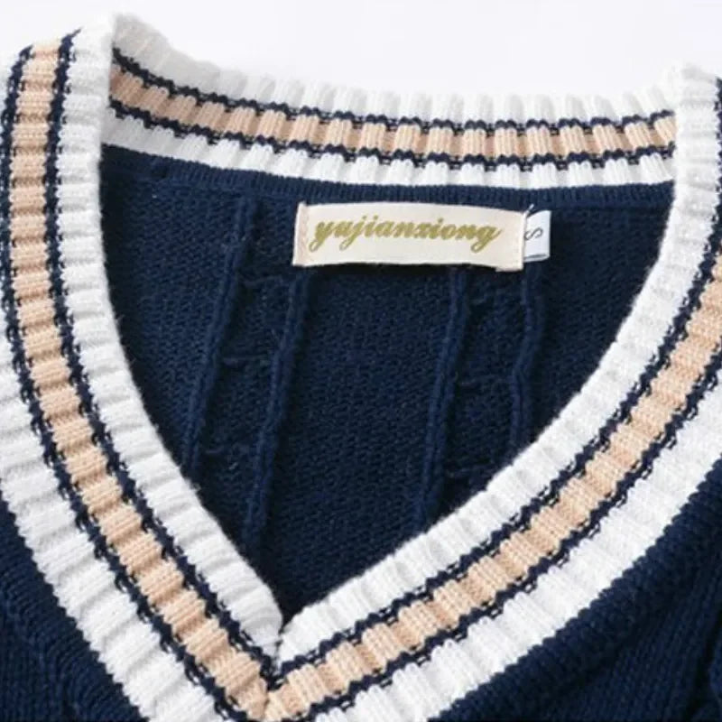Herrenpullover Ärmellos V-Ausschnitt Dickes Material Strickpullover 4