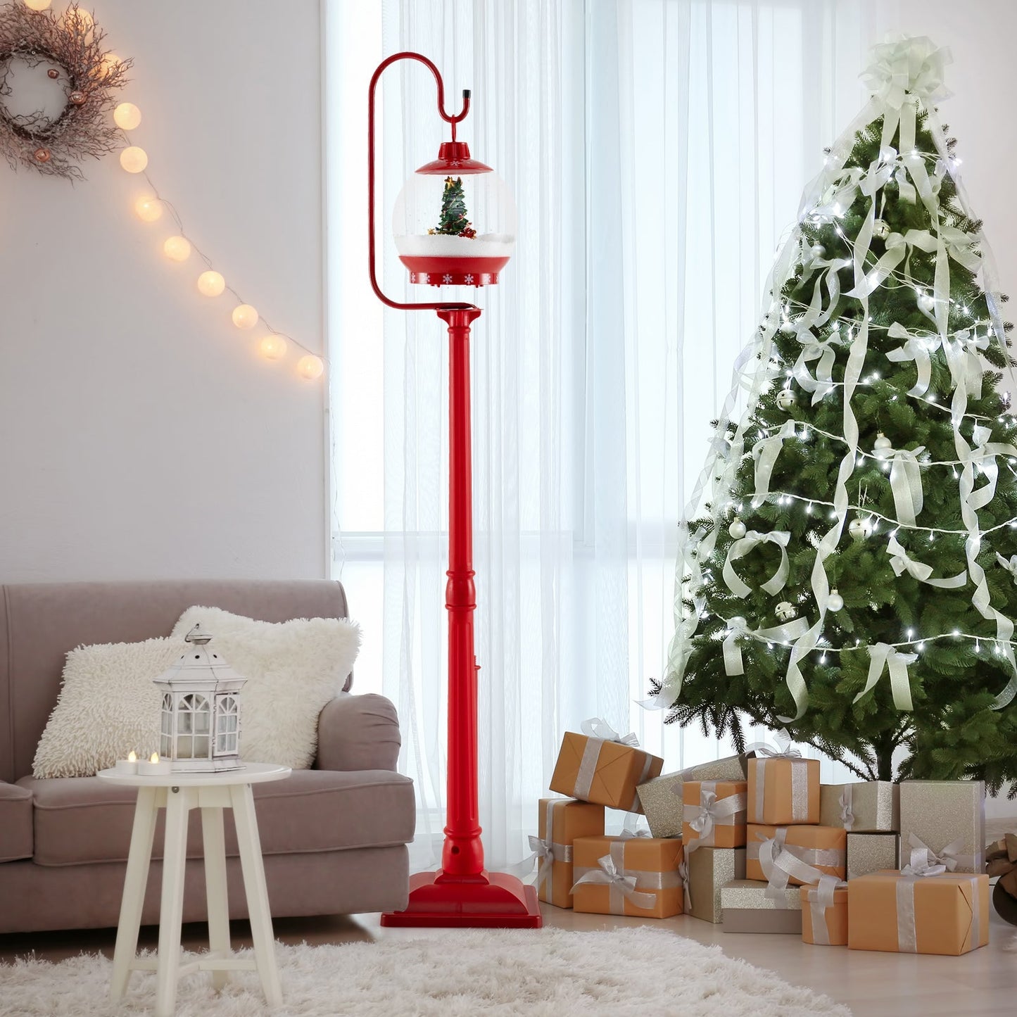HolidayPost – 68 Zoll Weihnachtslaterne mit magischer Schneekugel 1