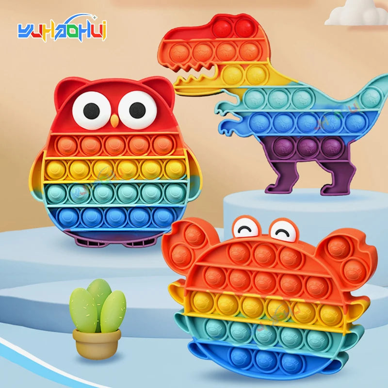 Interaktives Anti-Stress Spielzeug aus Silikon – Rainbow Pop Push Bubble für Kinder und Erwachsene, Fördert Konzentration und Entspannung 0
