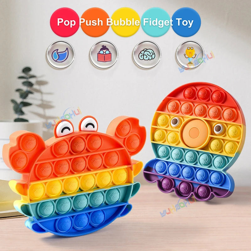 Interaktives Anti-Stress Spielzeug aus Silikon – Rainbow Pop Push Bubble für Kinder und Erwachsene, Fördert Konzentration und Entspannung 2