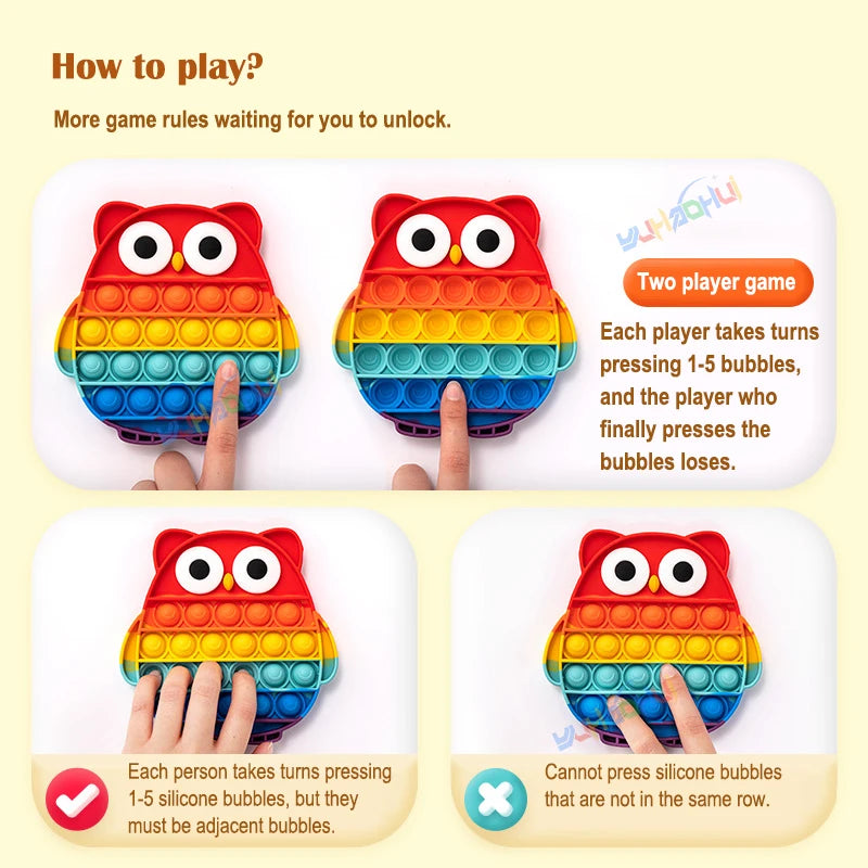 Interaktives Anti-Stress Spielzeug aus Silikon – Rainbow Pop Push Bubble für Kinder und Erwachsene, Fördert Konzentration und Entspannung 5