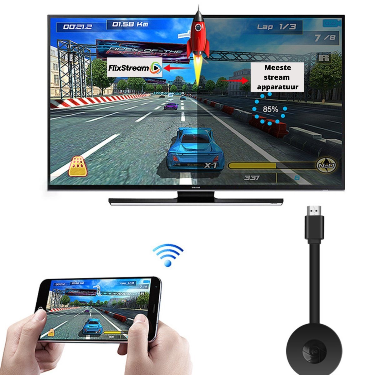 Kabelloser HDMI Stick für Full HD 1080P Streaming – Plug & Play, kompatibel mit iOS und Android 2