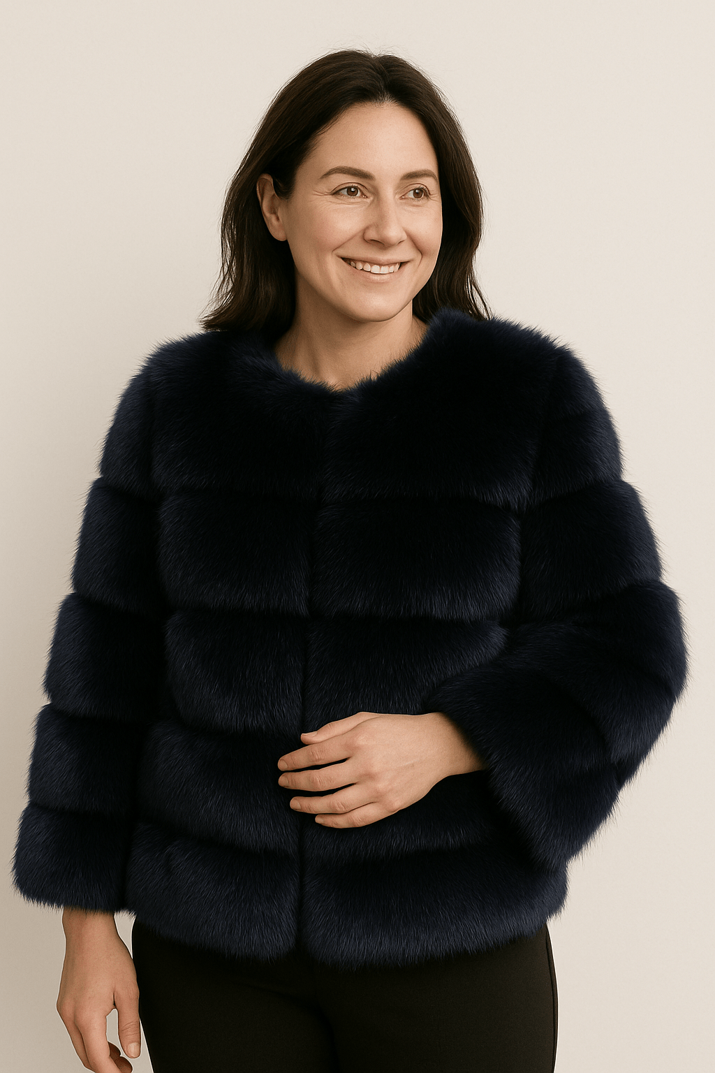 Kirsten | Kurze flauschige Winterjacke aus Kunstfell für Damen 13