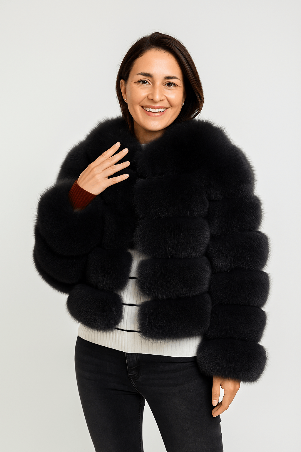 Kirsten | Kurze flauschige Winterjacke aus Kunstfell für Damen 14