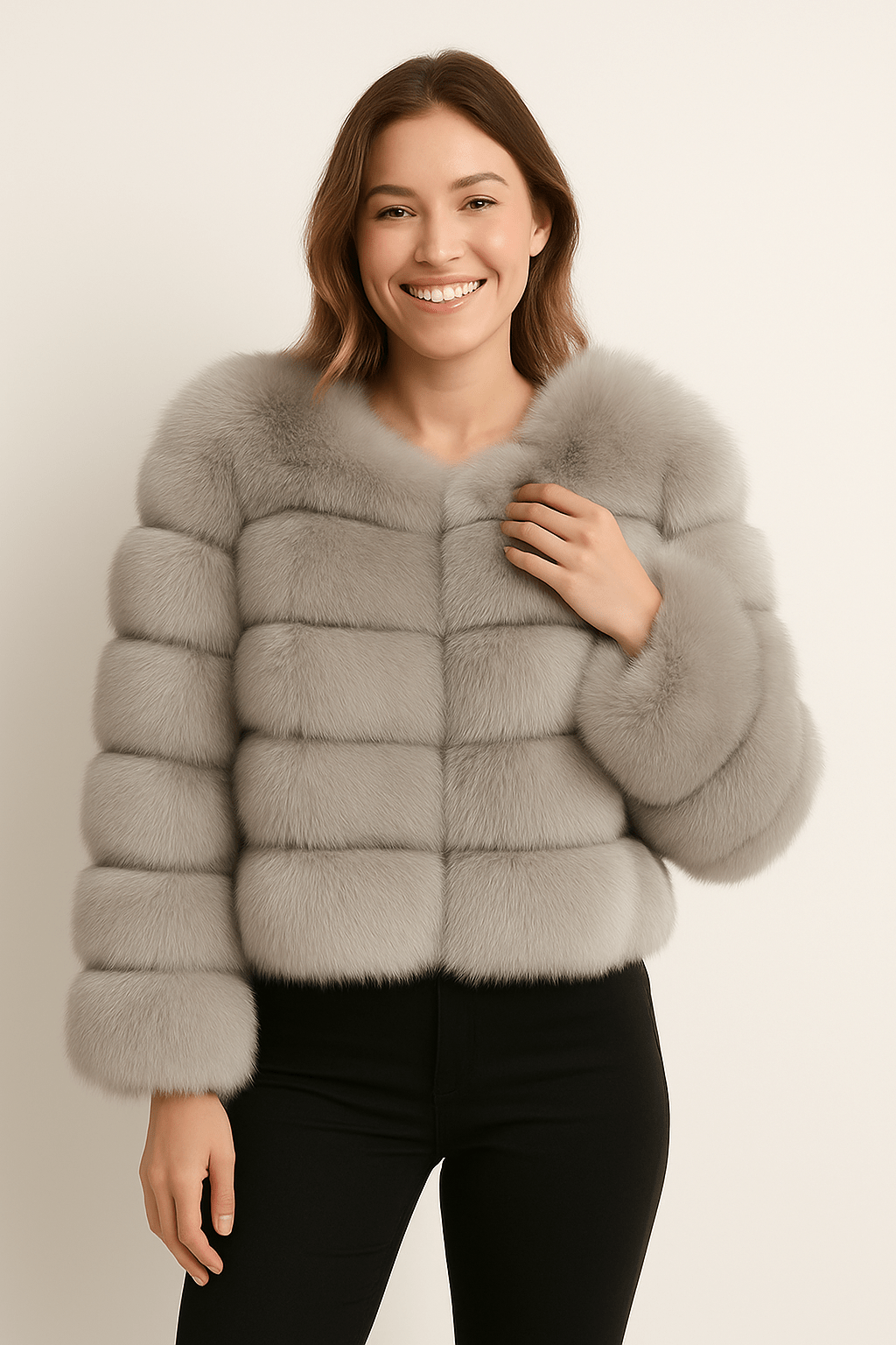 Kirsten | Kurze flauschige Winterjacke aus Kunstfell für Damen 15