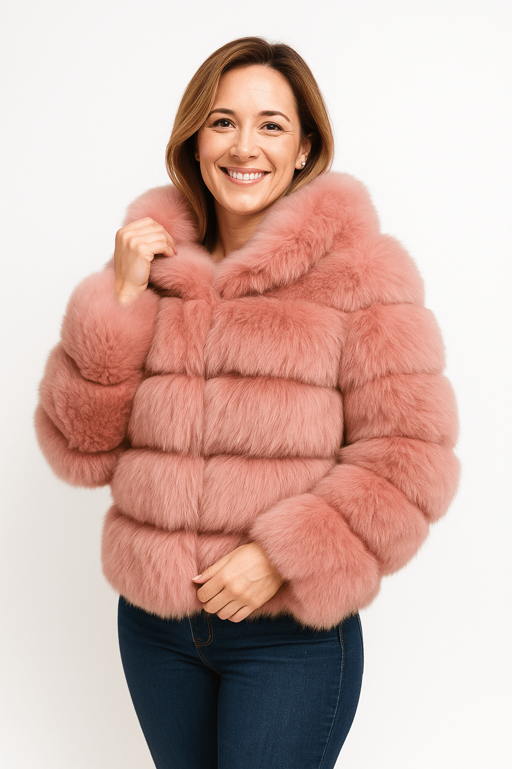Kirsten | Kurze flauschige Winterjacke aus Kunstfell für Damen 2