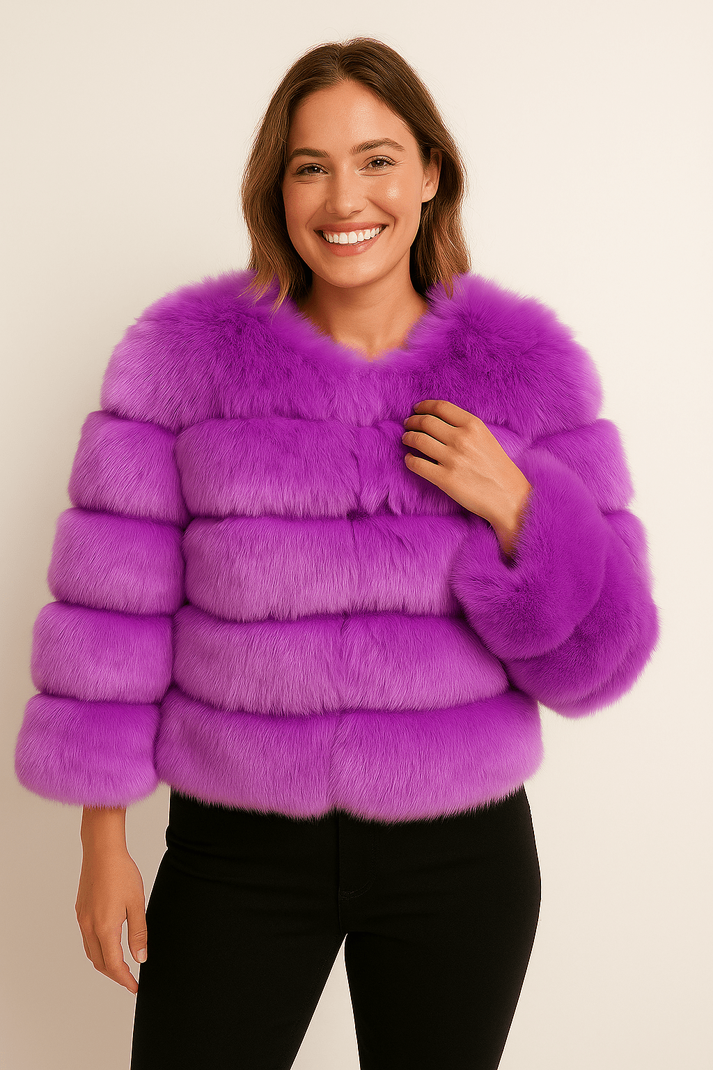 Kirsten | Kurze flauschige Winterjacke aus Kunstfell für Damen 21