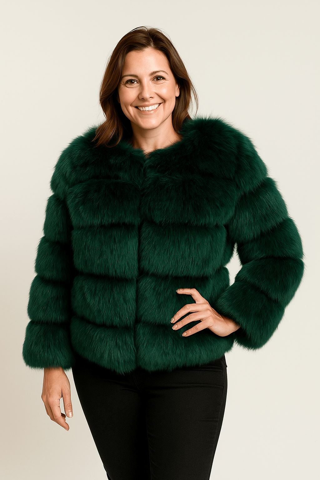 Kirsten | Kurze flauschige Winterjacke aus Kunstfell für Damen 4