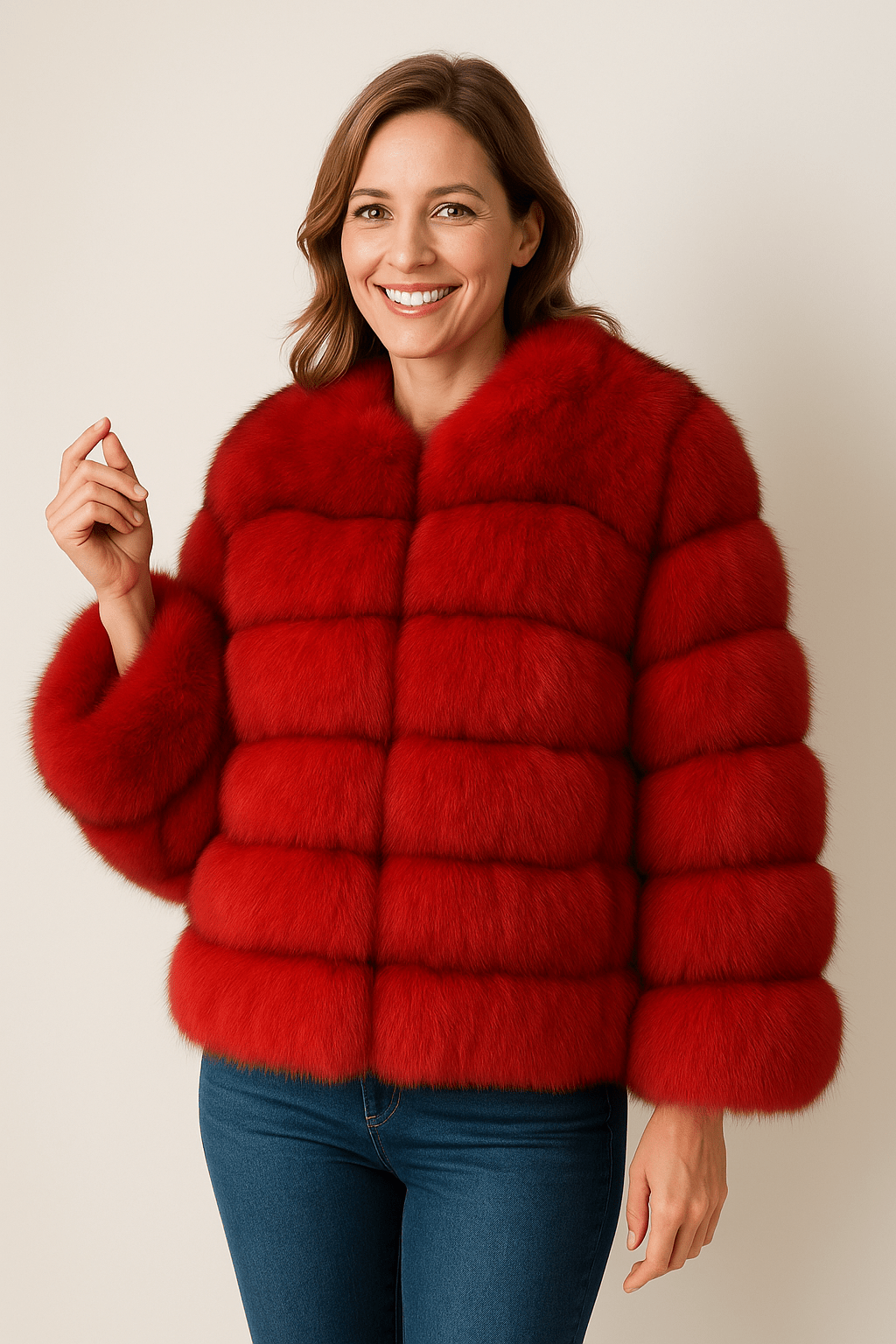 Kirsten | Kurze flauschige Winterjacke aus Kunstfell für Damen 8