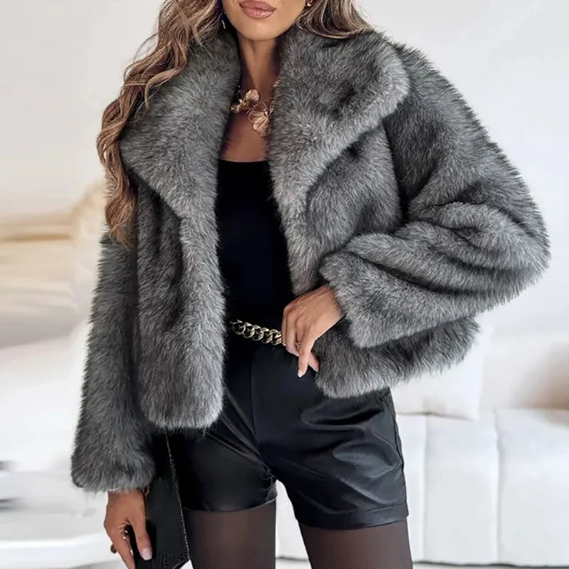 Kurze Damenjacke aus Kunstfell – Modische Fuchs-Felljacke für Herbst und Winter 6