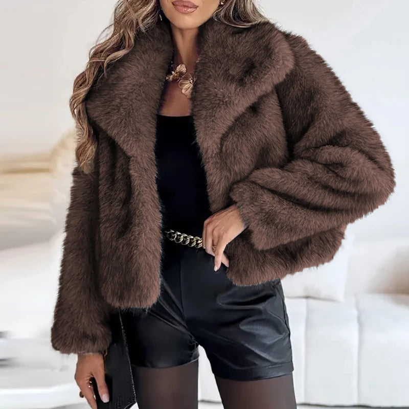 Kurze Damenjacke aus Kunstfell – Modische Fuchs-Felljacke für Herbst und Winter 9