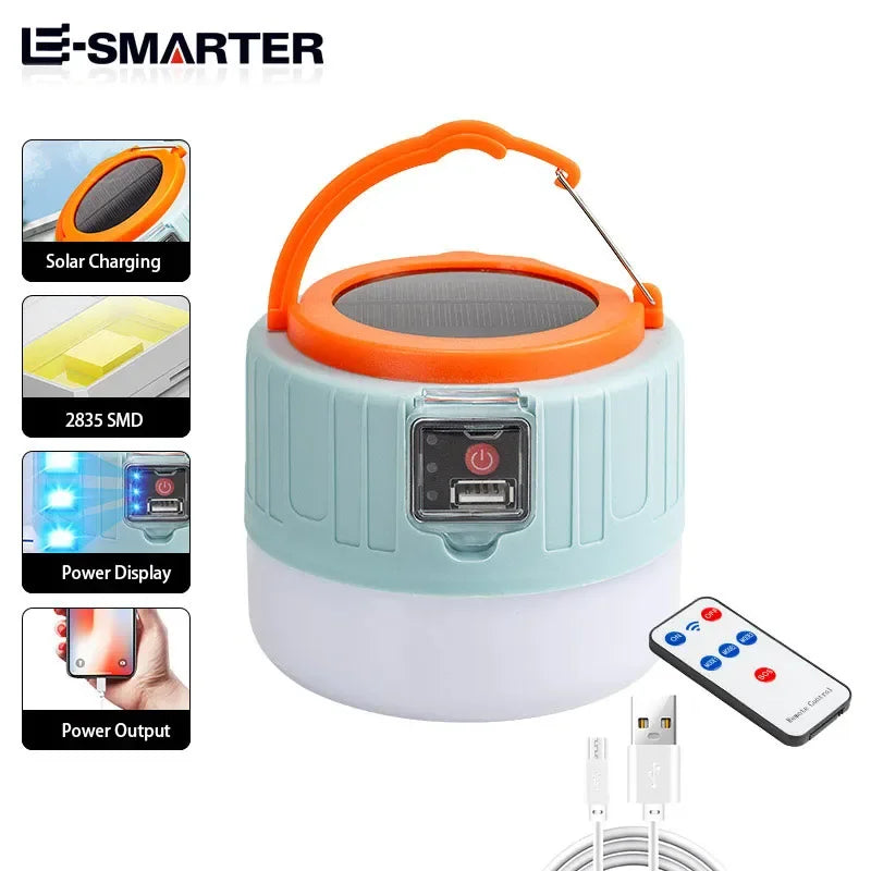 LED Campinglampe mit Solar- und USB-Ladeoption – 60W Laterne mit Fernbedienung und 3 Lichtmodi für Outdoor-Aktivitäten 3