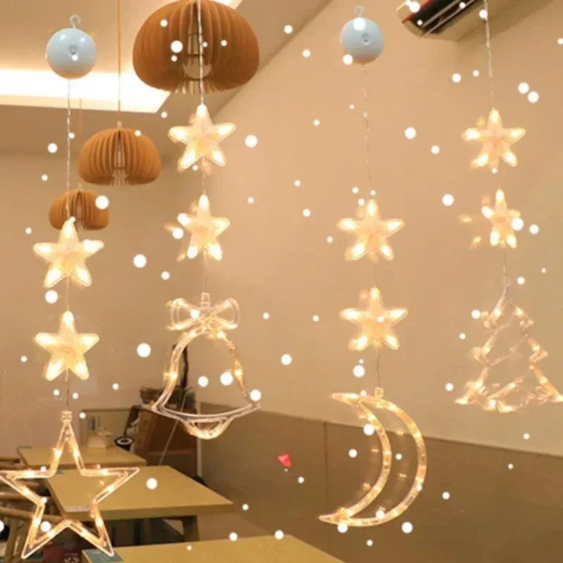 LED Schneeflocken Sternlampe – Dekorative Weihnachtslampe mit Saugnapf für Fenster und Bäume, 10 cm Durchmesser 1
