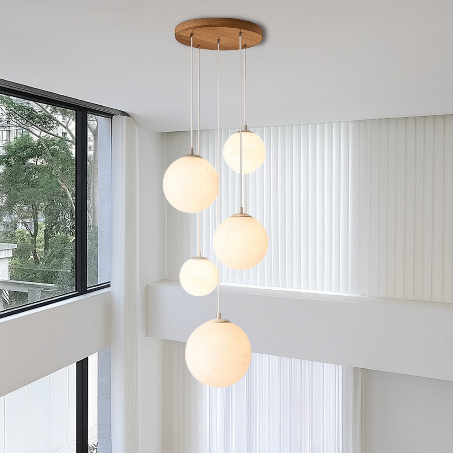 LumiGlow | Skandinavischer Kronleuchter Mondlampe Treppe mit skulpturaler Eleganz 1