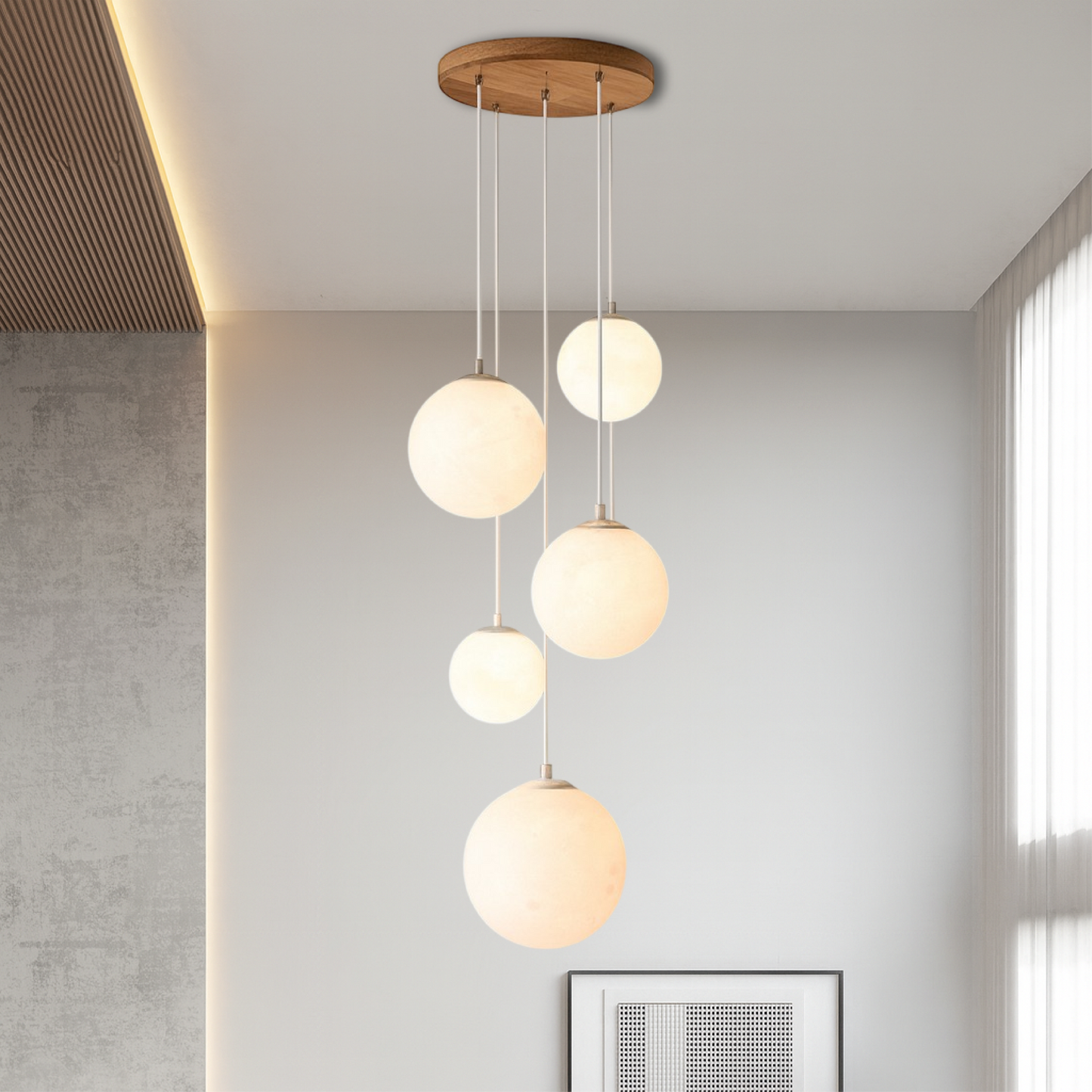 LumiGlow | Skandinavischer Kronleuchter Mondlampe Treppe mit skulpturaler Eleganz 2