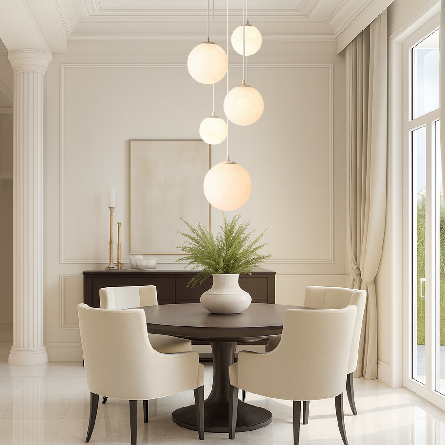 LumiGlow | Skandinavischer Kronleuchter Mondlampe Treppe mit skulpturaler Eleganz 5