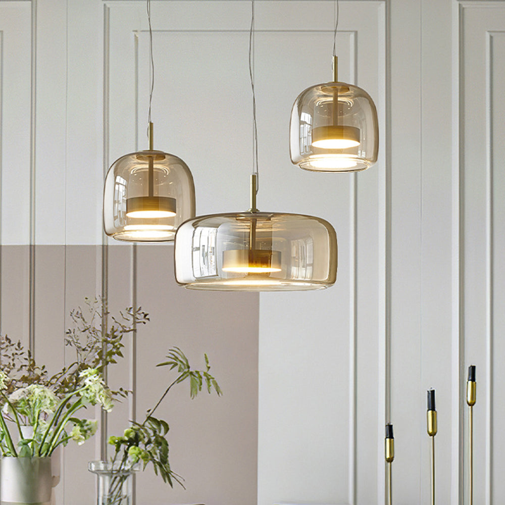 LuxeGlow – Bernsteinfarbene Retro-Pendelleuchte 2