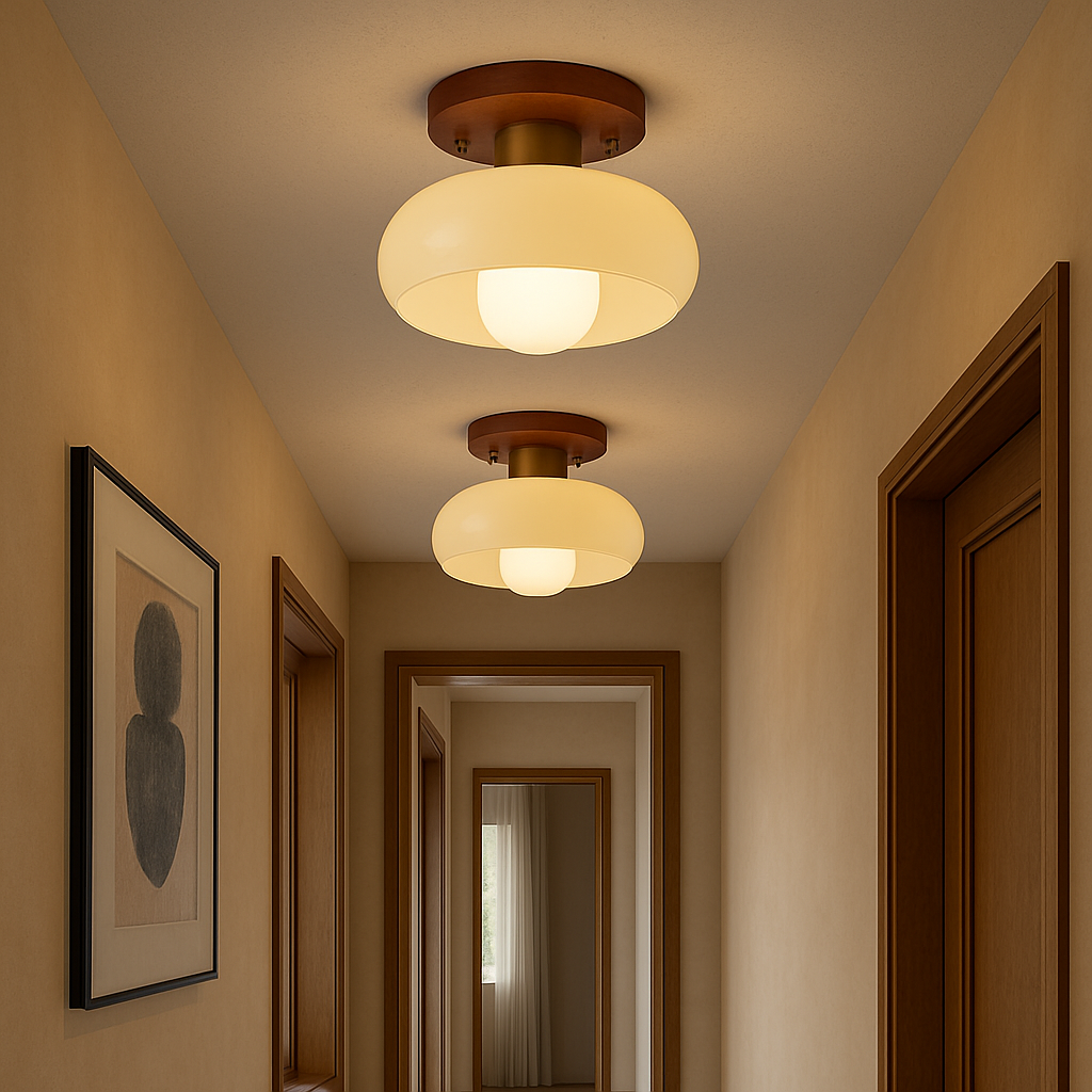Lystra | Klassische Deckenlampe aus Holz in Creme 2
