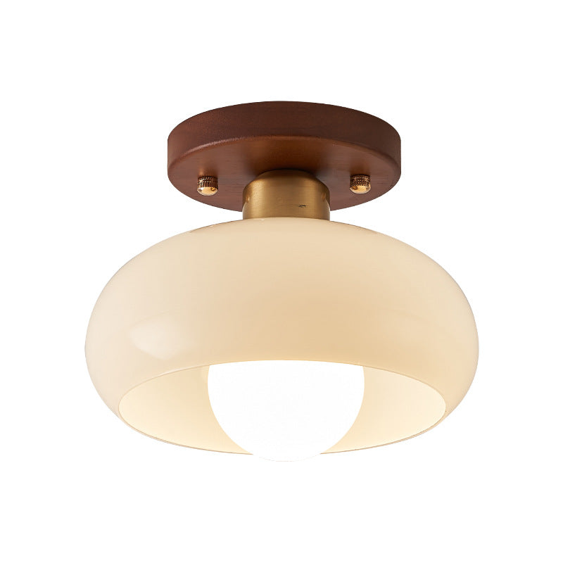 Lystra | Klassische Deckenlampe aus Holz in Creme 4