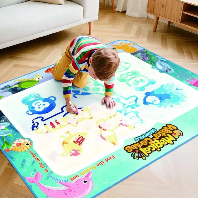 Magische Wasserzeichnungs-Matte für Kinder – Wiederverwendbare Doodle-Matte in 3 Größen mit Tier-, Ozean-, Insekten- und Dinosaurier-Themen 0