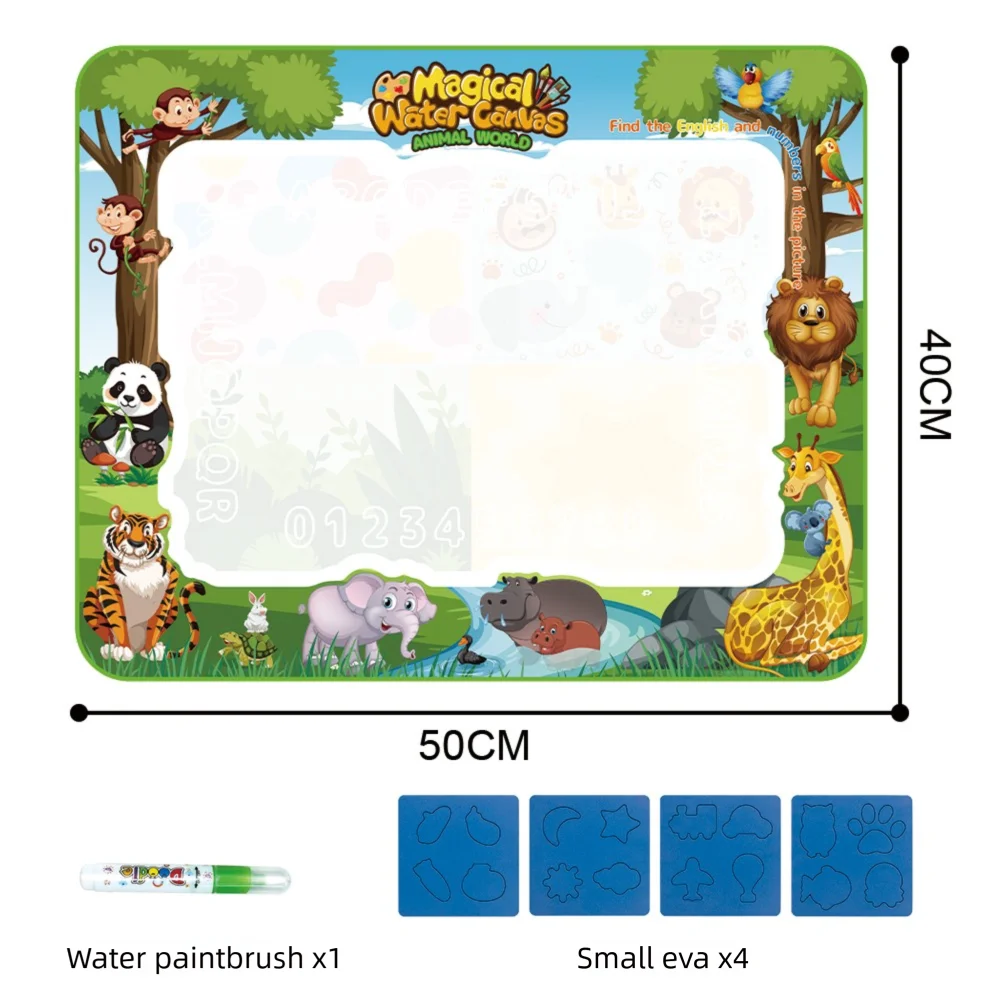 Magische Wasserzeichnungs-Matte für Kinder – Wiederverwendbare Doodle-Matte in 3 Größen mit Tier-, Ozean-, Insekten- und Dinosaurier-Themen 12