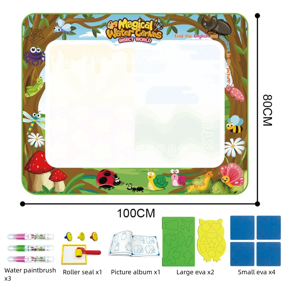 Magische Wasserzeichnungs-Matte für Kinder – Wiederverwendbare Doodle-Matte in 3 Größen mit Tier-, Ozean-, Insekten- und Dinosaurier-Themen 6