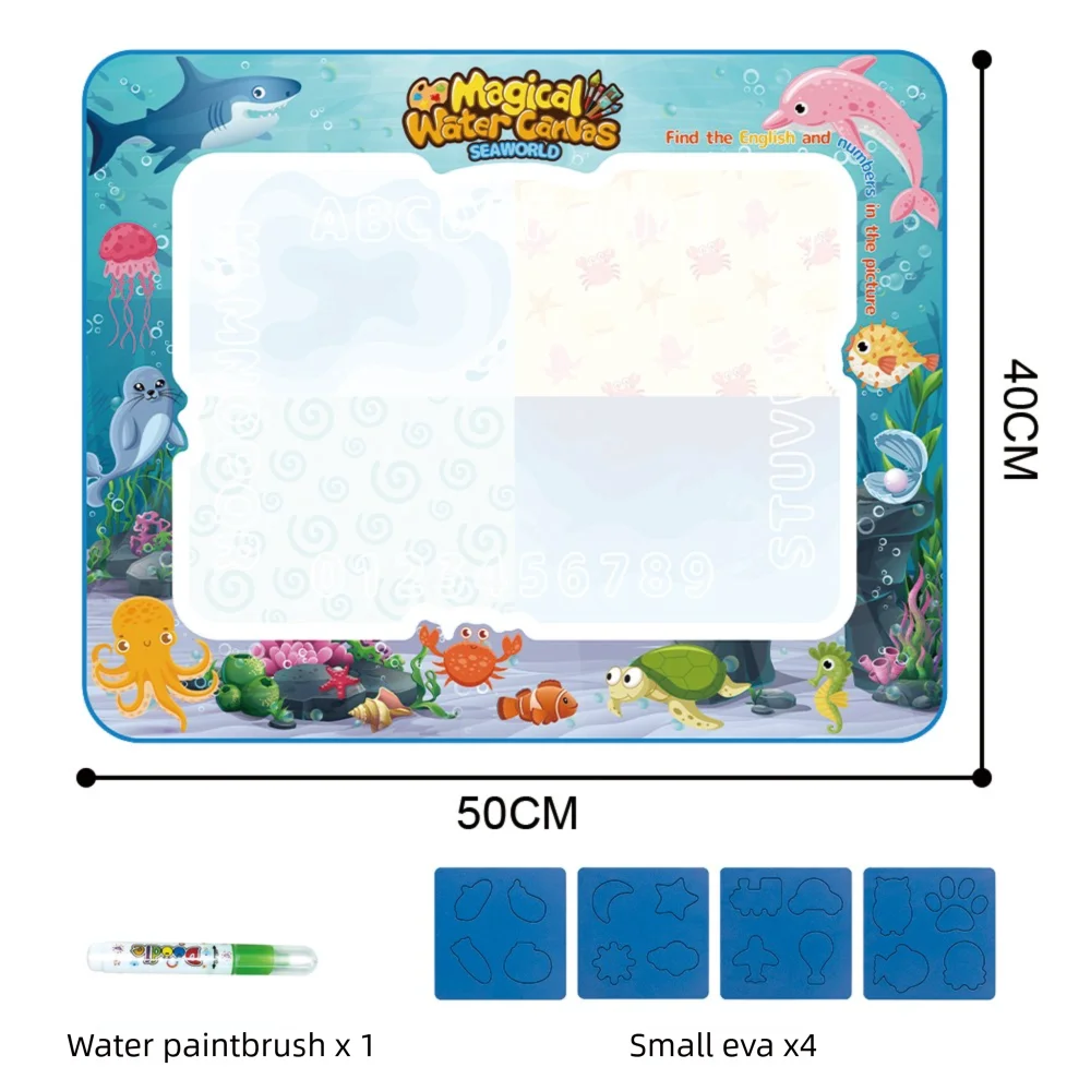 Magische Wasserzeichnungs-Matte für Kinder – Wiederverwendbare Doodle-Matte in 3 Größen mit Tier-, Ozean-, Insekten- und Dinosaurier-Themen 8