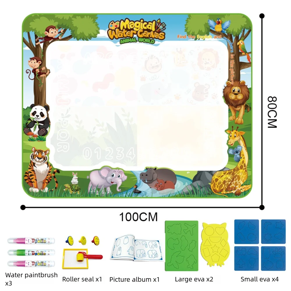 Magische Wasserzeichnungs-Matte für Kinder – Wiederverwendbare Doodle-Matte in 3 Größen mit Tier-, Ozean-, Insekten- und Dinosaurier-Themen 9