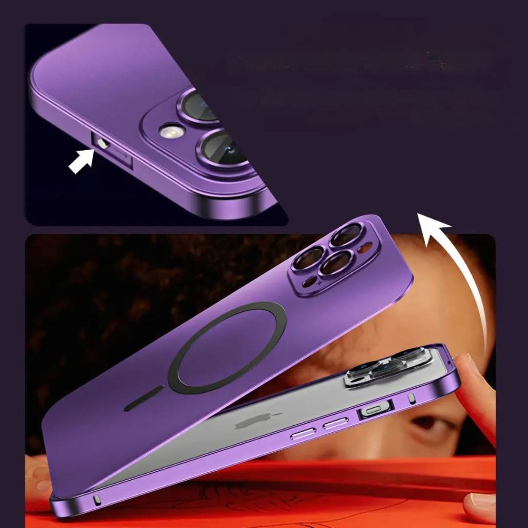 Magnetische Metallhülle für iPhone 14 Pro und iPhone 13 – Dünn, Elegant, Stoßfest, Kompatibel mit MagSafe 6