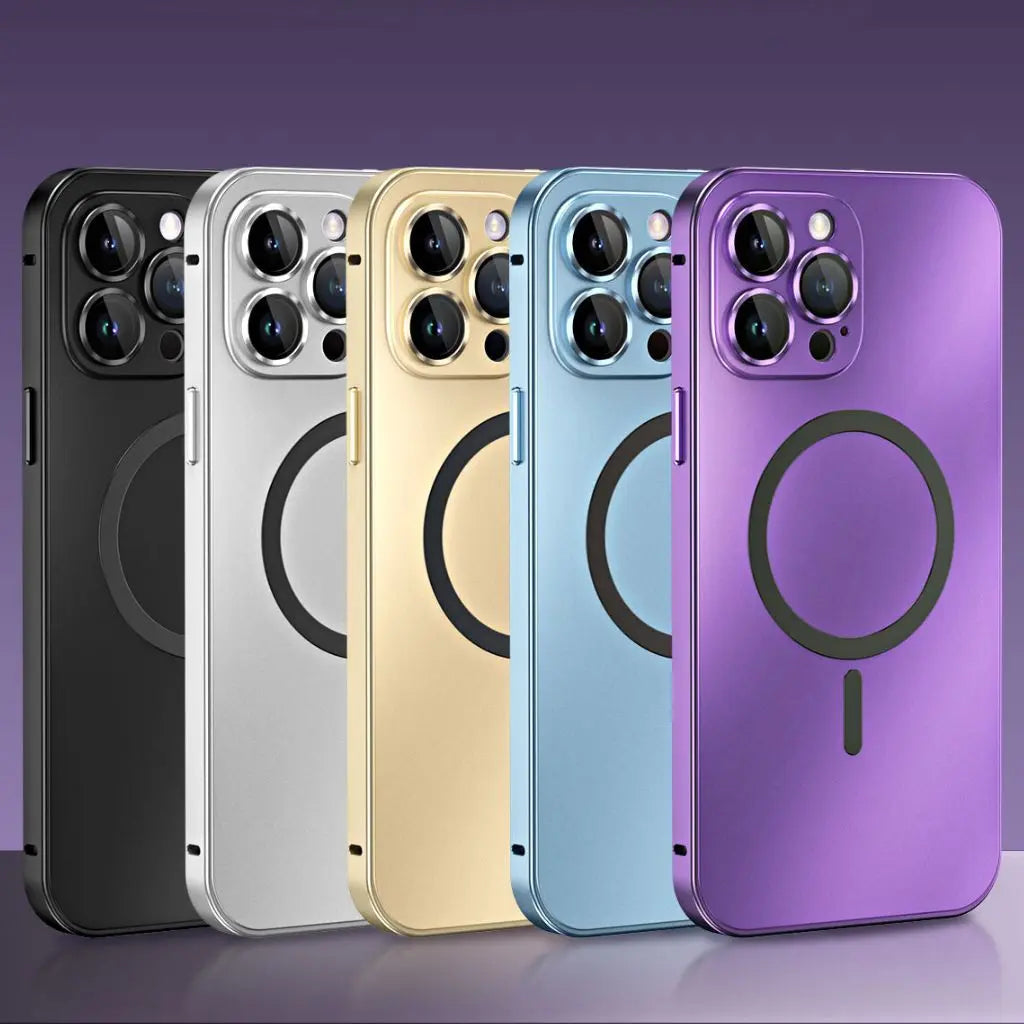 Magnetische Metallhülle für iPhone 14 Pro und iPhone 13 – Dünn, Elegant, Stoßfest, Kompatibel mit MagSafe 7