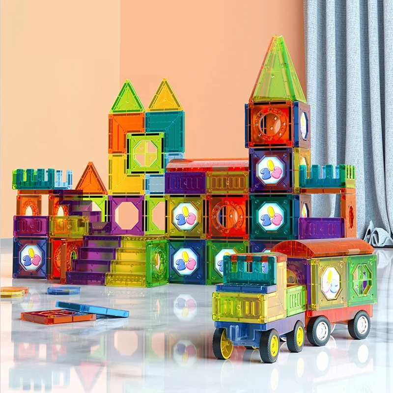 Magnetisches Gebäudespielzeug mit LED-Beleuchtung – 69 Teile für kreative Kinder, STEM-Fähigkeiten und unendliche Bauideen 1