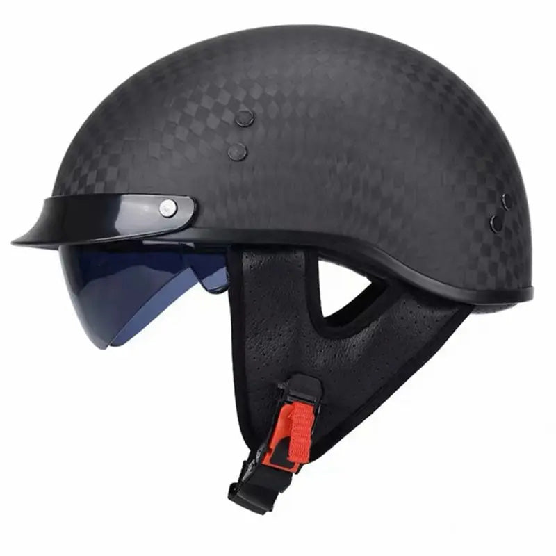 Men’s Half-Face Helmet Carbon Fiber Lightweight Retro Style 10