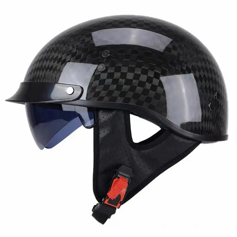 Men’s Half-Face Helmet Carbon Fiber Lightweight Retro Style 8