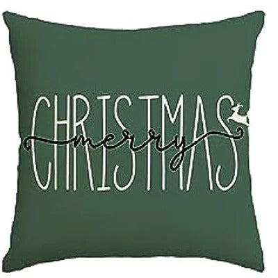 MerryCushion – Grüner Kissenbezug mit festlichem Weihnachtsdruck 45x45 cm 3