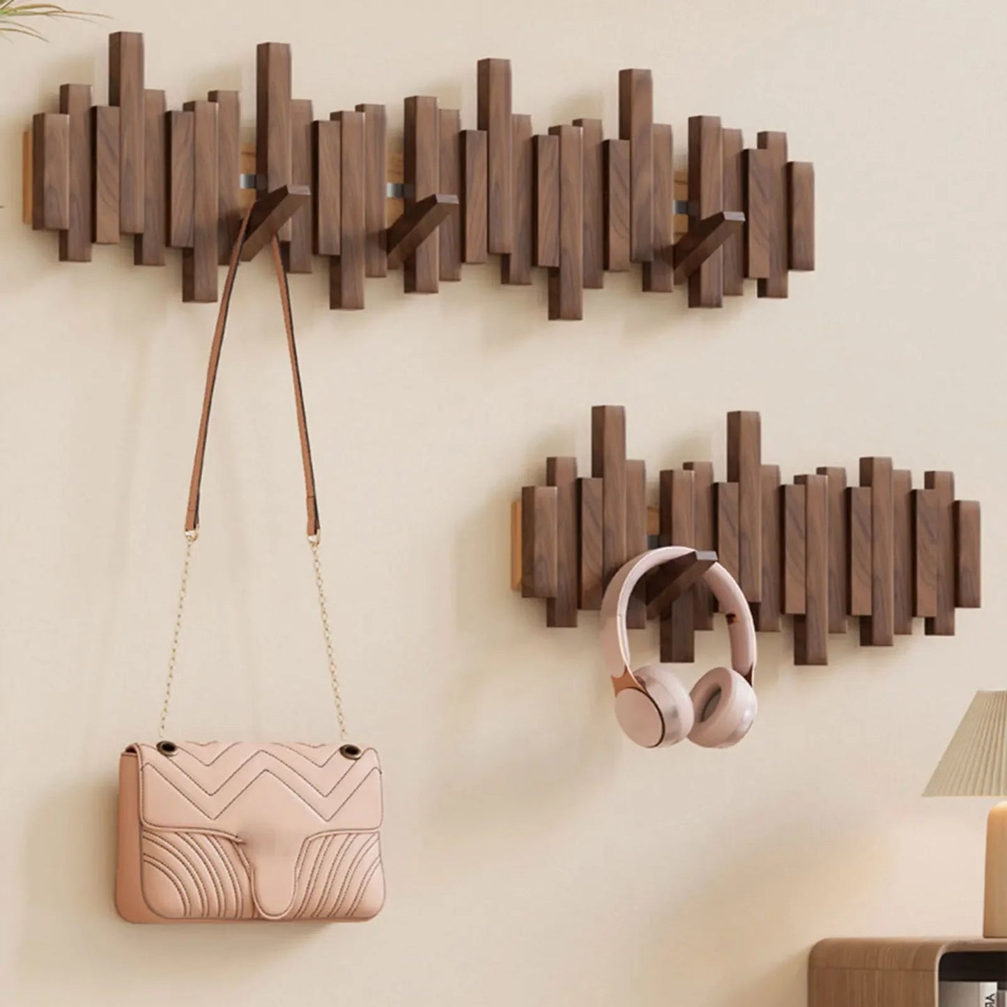 Moderne Wandgarderobe Massivholz Mit Magnetischen Klapphaken Minimalistisches Design 1