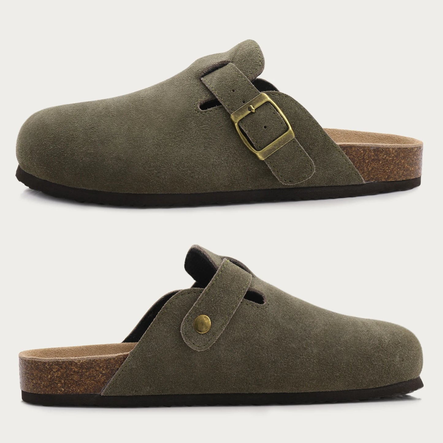 Modische Suede Mules Damen mit Korksohle und Fußgewölbeunterstützung – Bequeme Mules Schuhe für drinnen und draußen 2