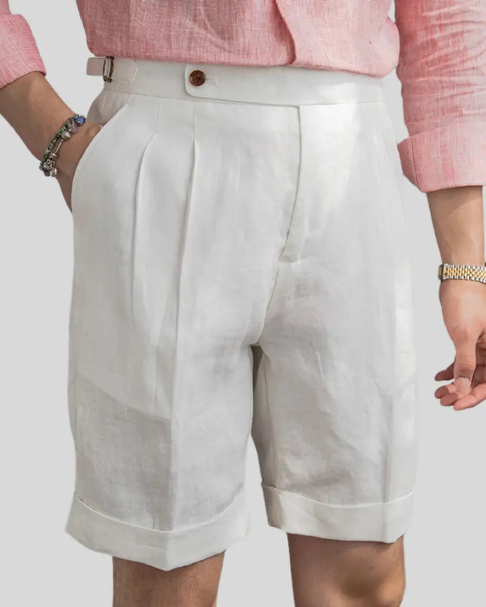 Noah | Elegante Weiße Leinen Shorts Damen 1