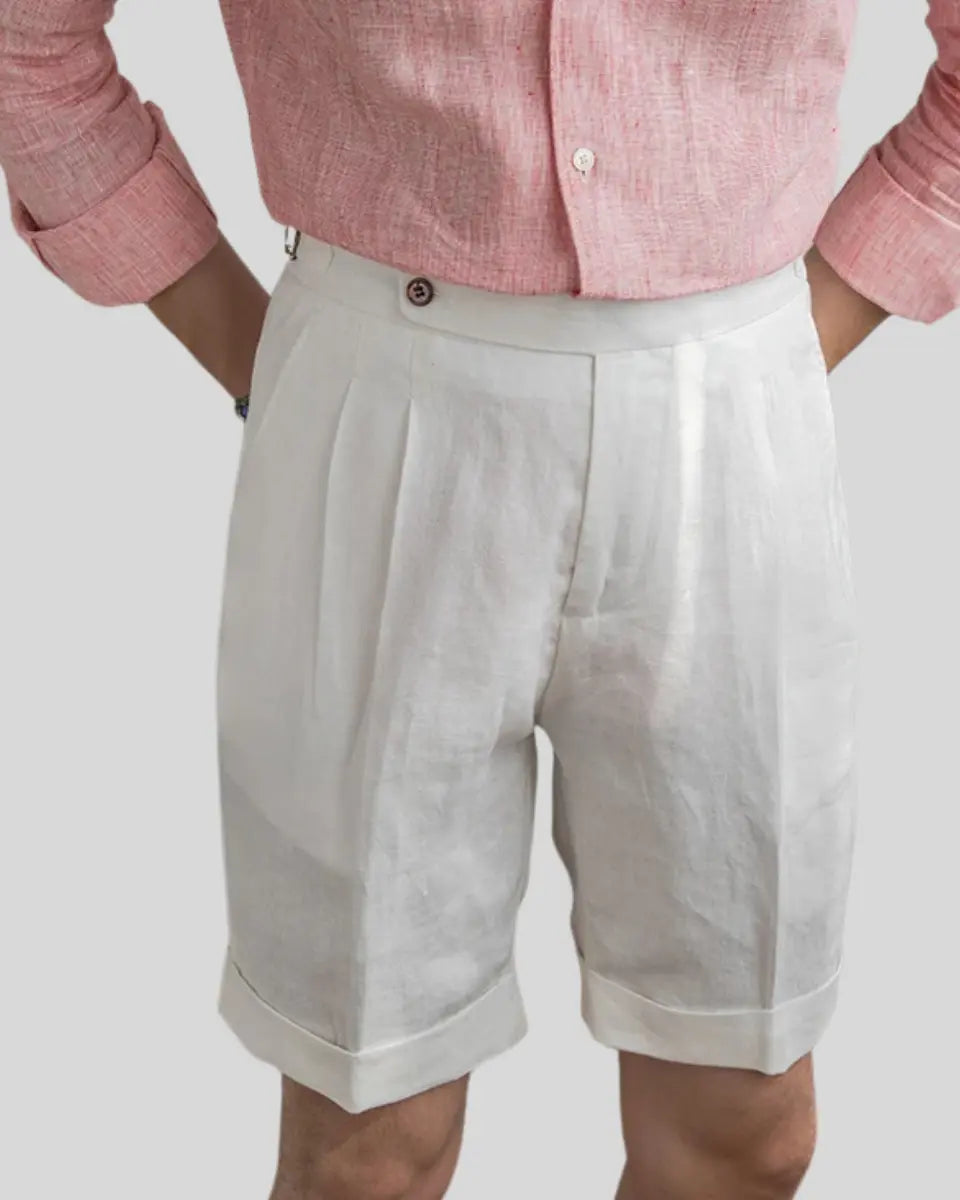 Noah | Elegante Weiße Leinen Shorts Damen 2