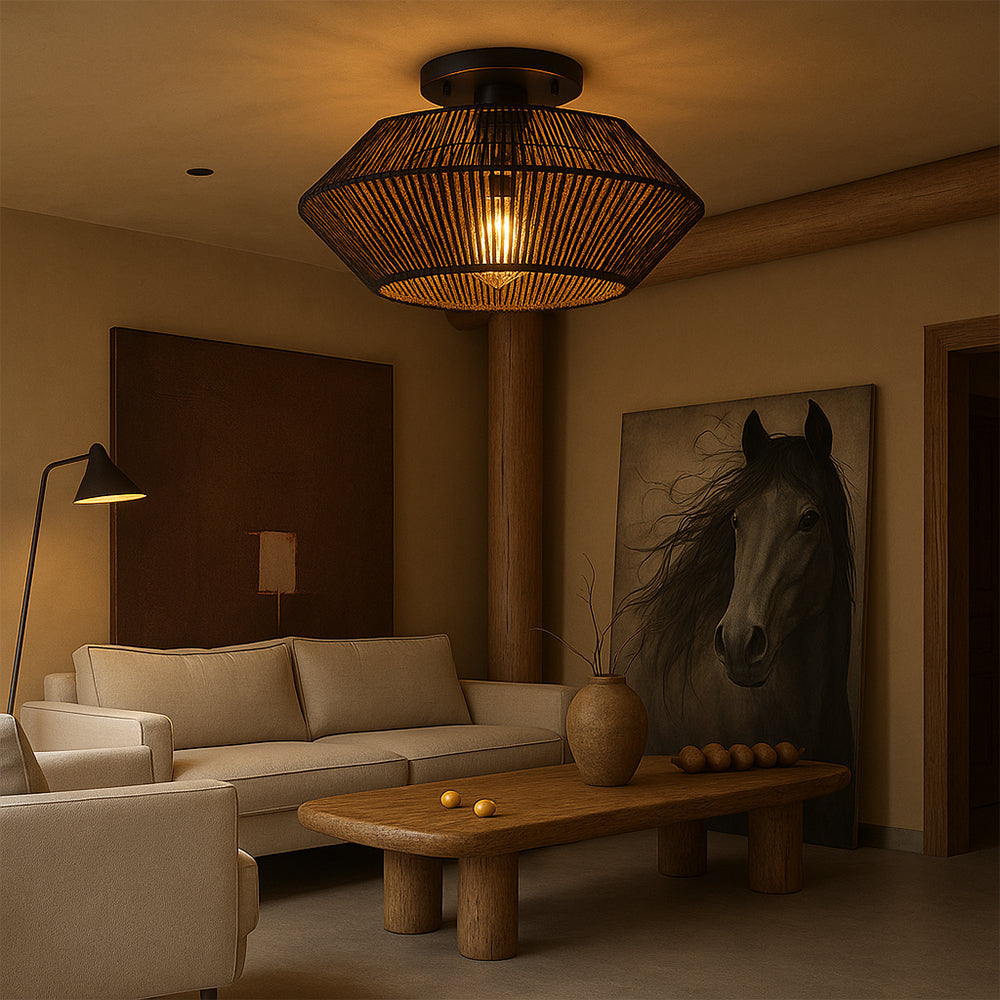 Novion | Vintage Deckenlampe aus Bambusgeflecht mit modernem Touch 5
