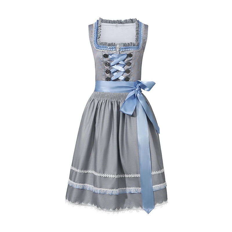 Dirndl with pink floral pattern – Oktoberfest | Romantic traditional dress with apron