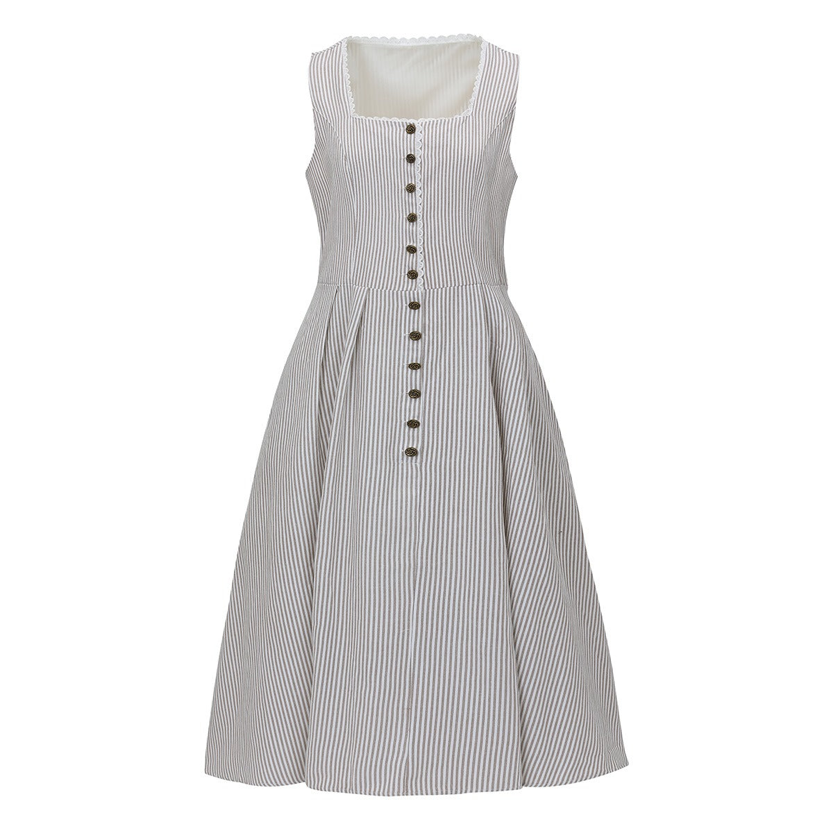 Oktoberfest Beige Retro Dirndl Kleid mit Schürze 2
