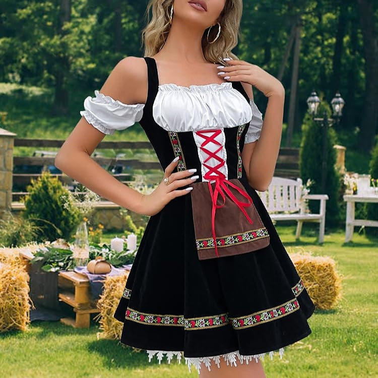 Oktoberfest Bier Kostüm Kleid Dirndl Schürze Set 1