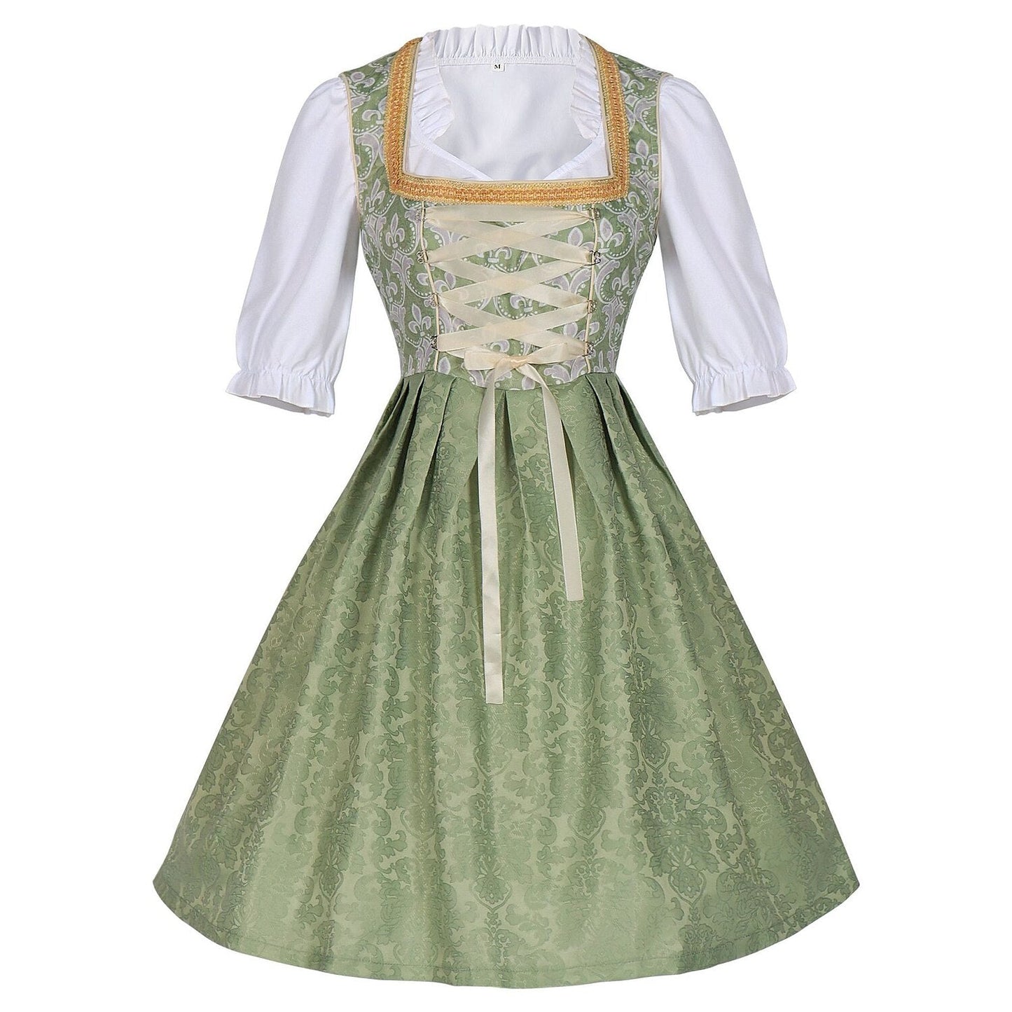Oktoberfest Champagner Gold Dirndl Kleid mit Schürze und Bluse 0