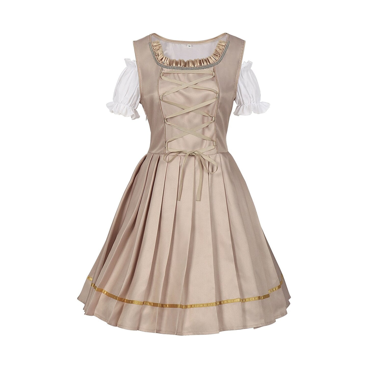 Oktoberfest Champagner Gold Dirndl Kleid mit Schürze und Bluse 8