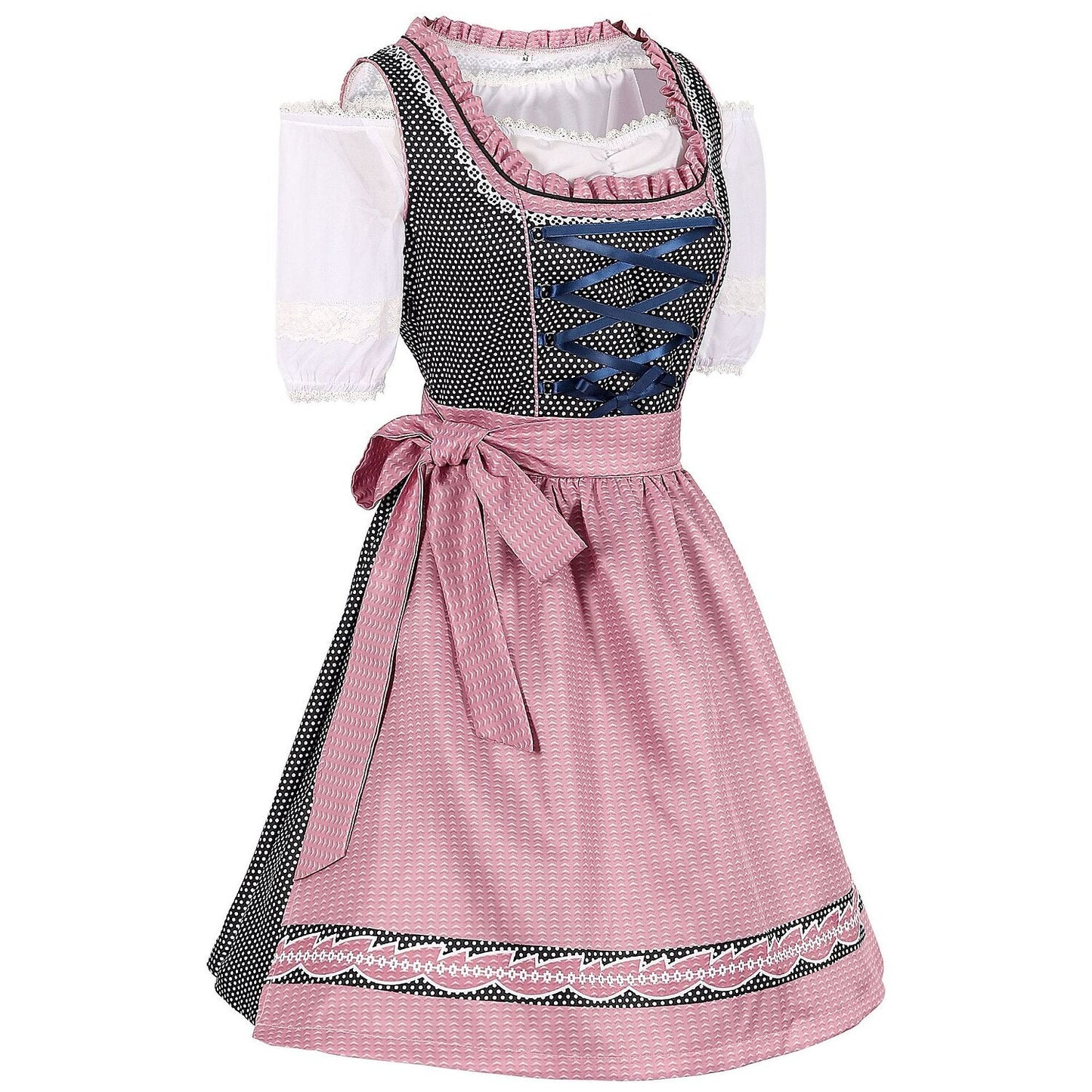 Oktoberfest Dirndl mit Punkten und rosa Schürze 2