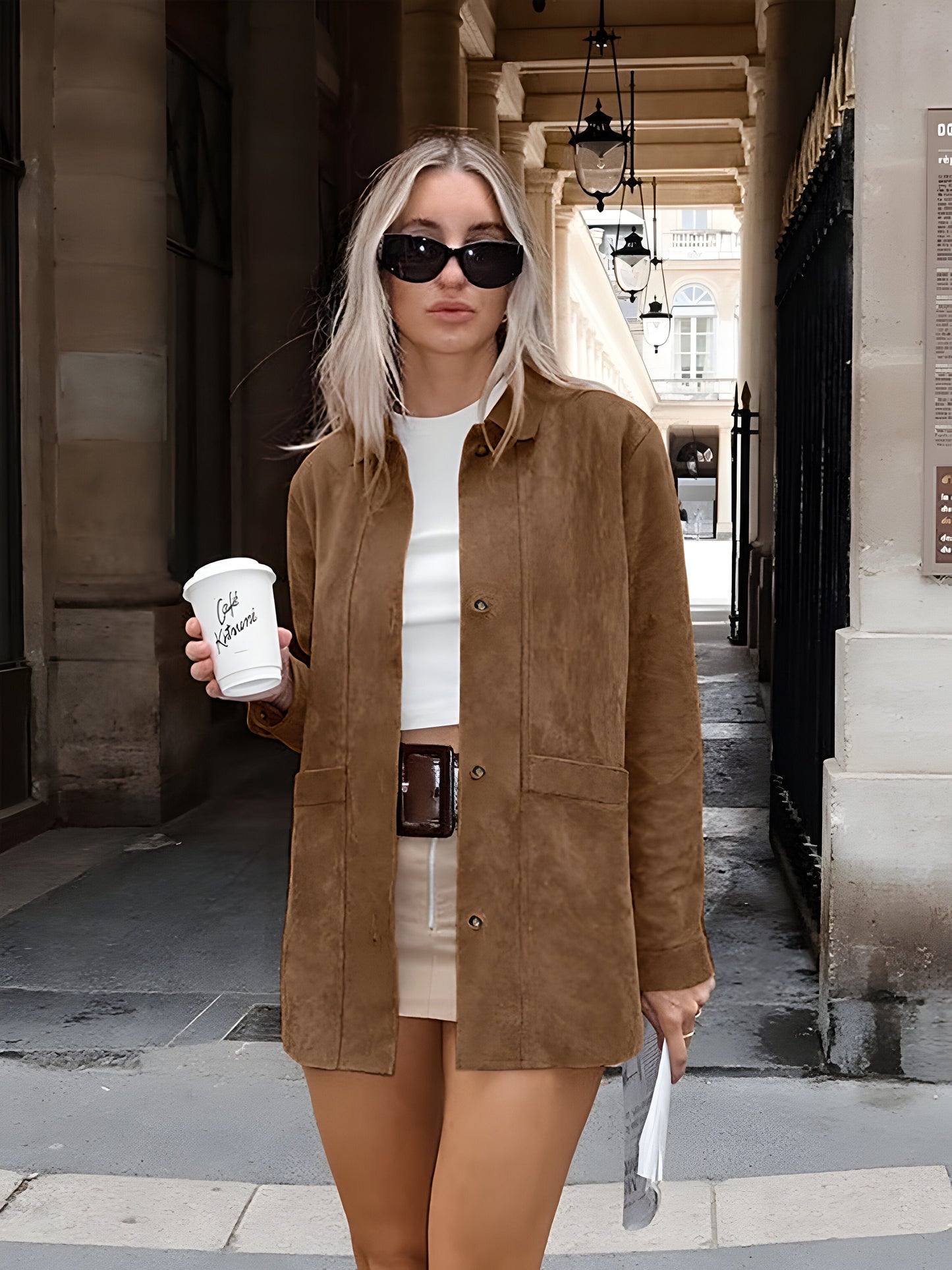 Oversize-Jacke für Damen – Lockere Passform – Knopfleiste vorne – Mittellange Bedeckung 3