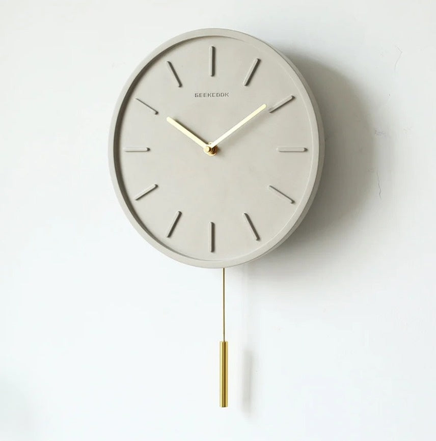 CementTime | Scandinavian wall clock in concrete style with pendulum