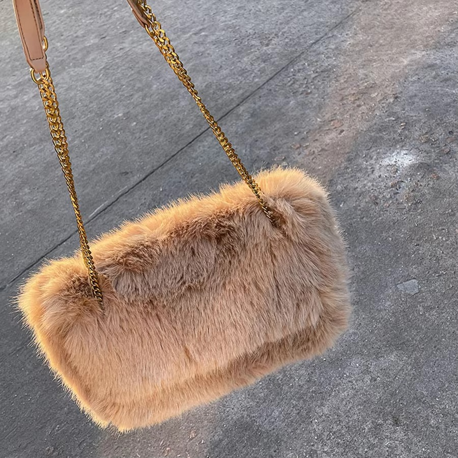 Plüsch Umhängetasche Damen – Hohe Kapazität, Modische Tasche für Alltag und Winter 0