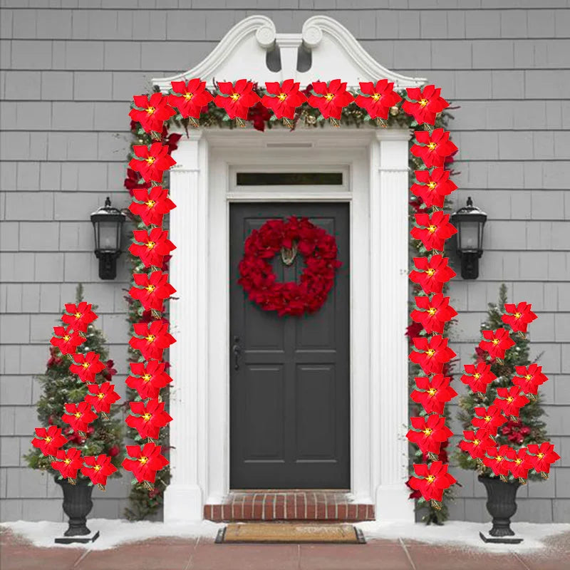 Poinsettia Blumen Lichterkette – LED Weihnachtsbeleuchtung für Innen und Außen, Ideal für Weihnachtsbaum und Festdekoration 4