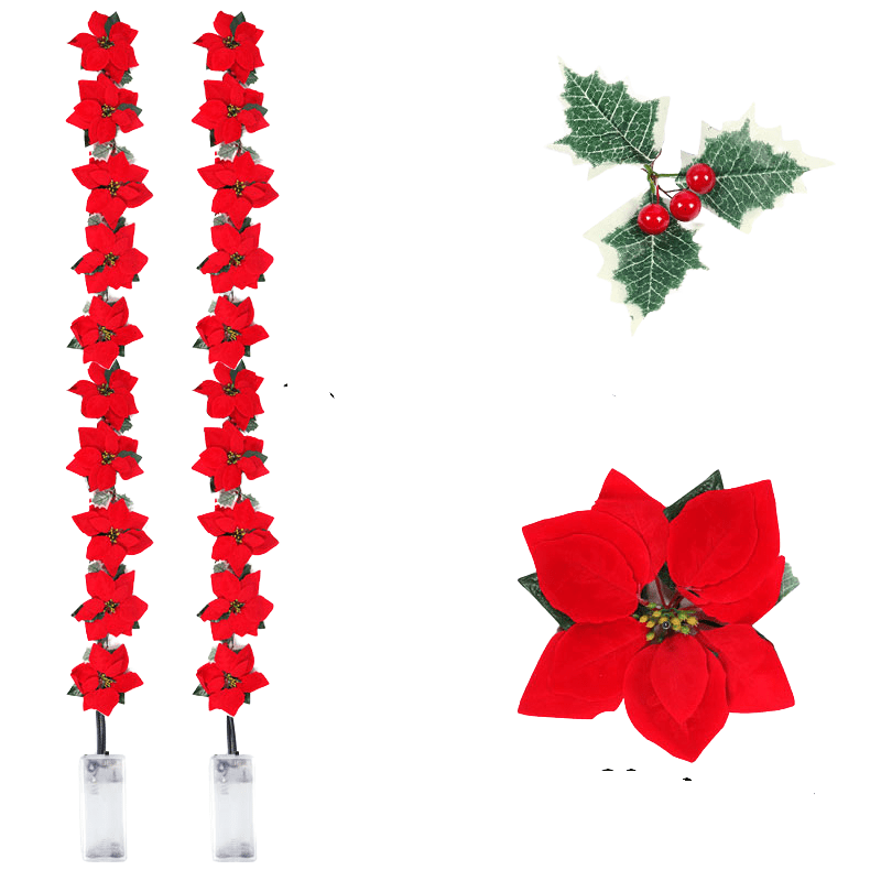 Poinsettia Blumen Lichterkette – LED Weihnachtsbeleuchtung für Innen und Außen, Ideal für Weihnachtsbaum und Festdekoration 7